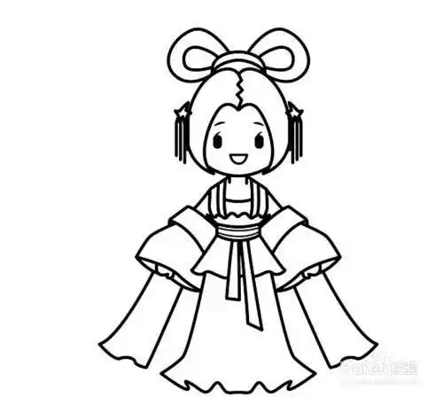 女孩教我画古装美女的衣服简笔画漂亮可爱的古代女子简笔画教程手绘