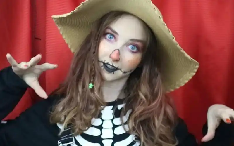【搬-jen妹子asmr】jen妹子教你化万圣节稻草人妆容~spooky scarecrow